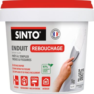 SINTO - Enduit Rebouchage Trous et Fissures - Prêt à l'Emploi - 97% d'Ingrédients d'Origine Naturelle -Séchage Rapide - Sans Retrait Ni Fissure -Usage Intérieur - Technique Professionnelle - 1kg