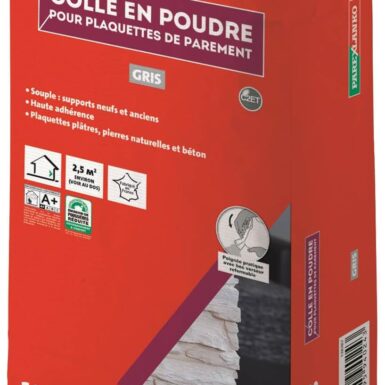 PAREXLANKO - Colle en poudre pour plaquette de parement - Gris - Plaquettes en plâtre, pierres naturelles et béton - Murs intérieurs sur supports neufs et anciens - 10kg