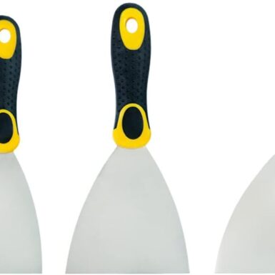 HARDY Lot de 4 Couteaux à enduire - Manche Bi-Matière - Spatules de finition - Quatre tailles : 40 mm 80 mm 100 mm 150 mm - Rénovation - Construction - Application d'Enduits Plâtre Colle