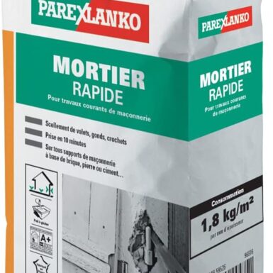 Parexlanko - Mortier Rapide - Gris - Tous types de scellements et petites réparations - Volets, portes, fenêtres - Prise rapide - Prêt à gâcher - 2,5kg