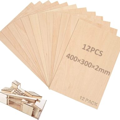 SENENQU Lot de 12 Contreplaqué 2 mm, 400 x 300 mm x 2 mm Panneau de Contreplaqué, Planche de Bois Pour Pyrogravure Bricolage Artisanate en Bois Modèles et Peintures