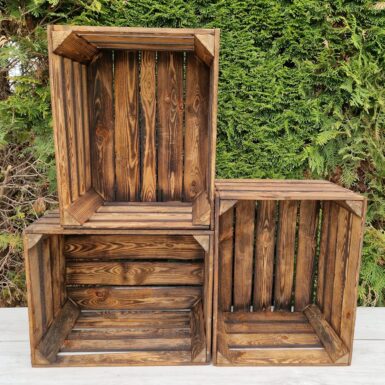 Lot de 1, 2, 3, 4, 6 ou 12 caisses en bois massif 50x40x30 cm effet brûlé – Solides et pratiques – Pour rangement ou décoration – Style rustique et vintage (3)